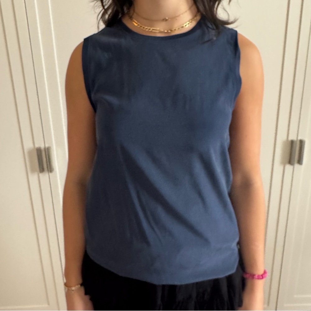 AG Adriano Goldschmied Silk Muscle Tee Navy Blue S